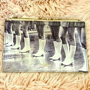 Kate Spade ♠️ Medium Cosmetic case/Pouch “Kick up your heels” Off white/Gray GUC